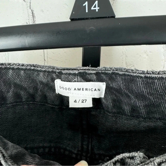 GOOD AMERICAN Good Boy Frayed Outseam Straight Leg Jeans Size 4 - Picture 3 of 6